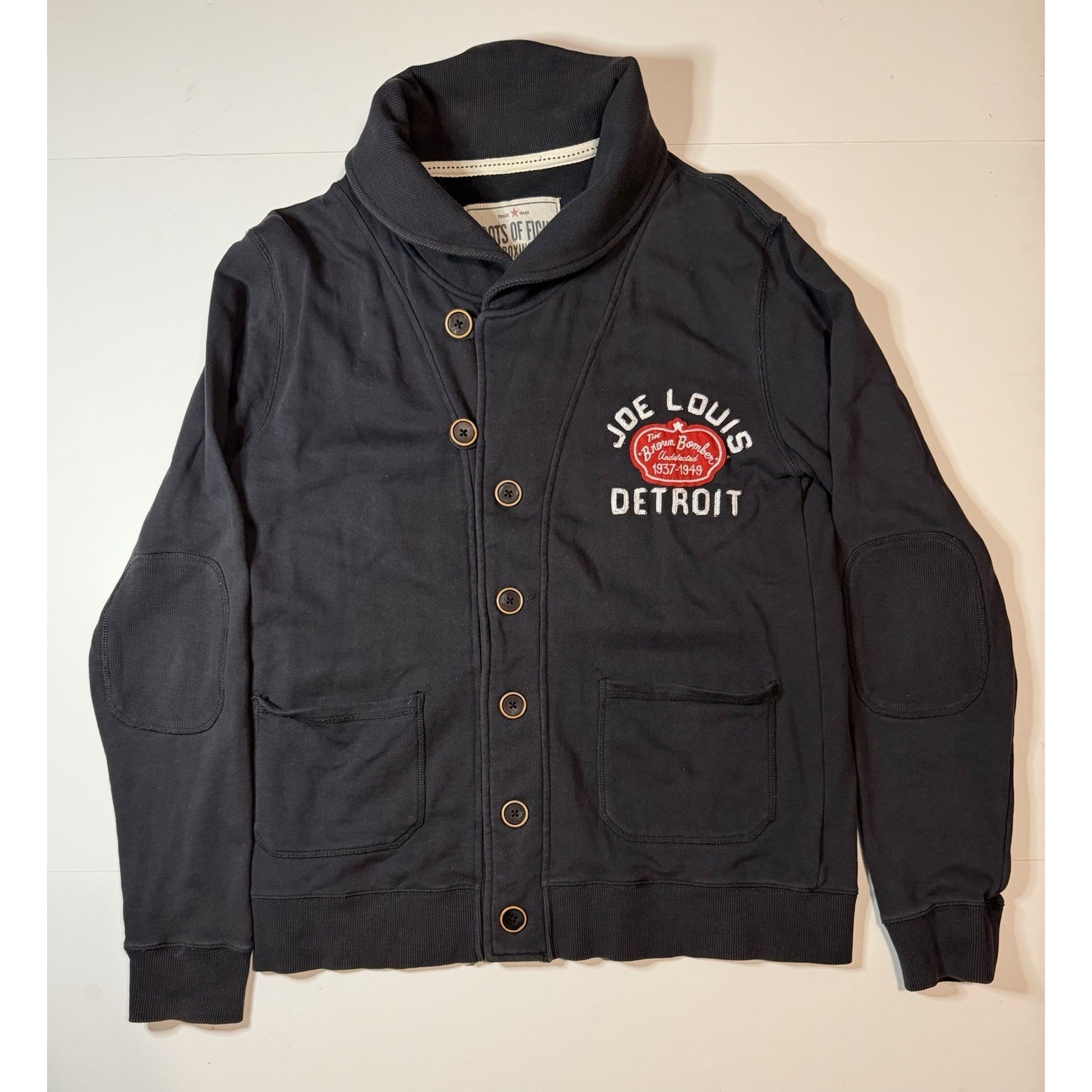Roots Of Fight Boxing Cardigan Joe Louis Detroit Size Medium Rare